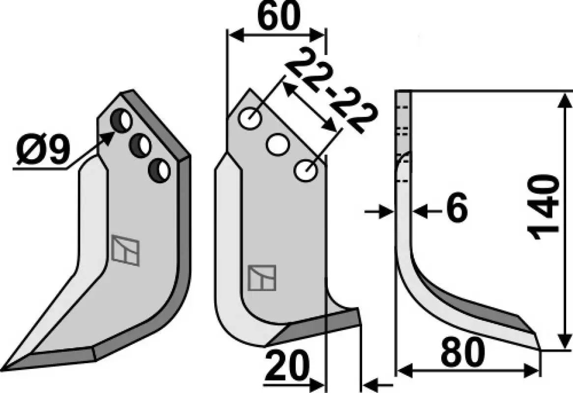 Fräsmesser 140x60mm, rechts